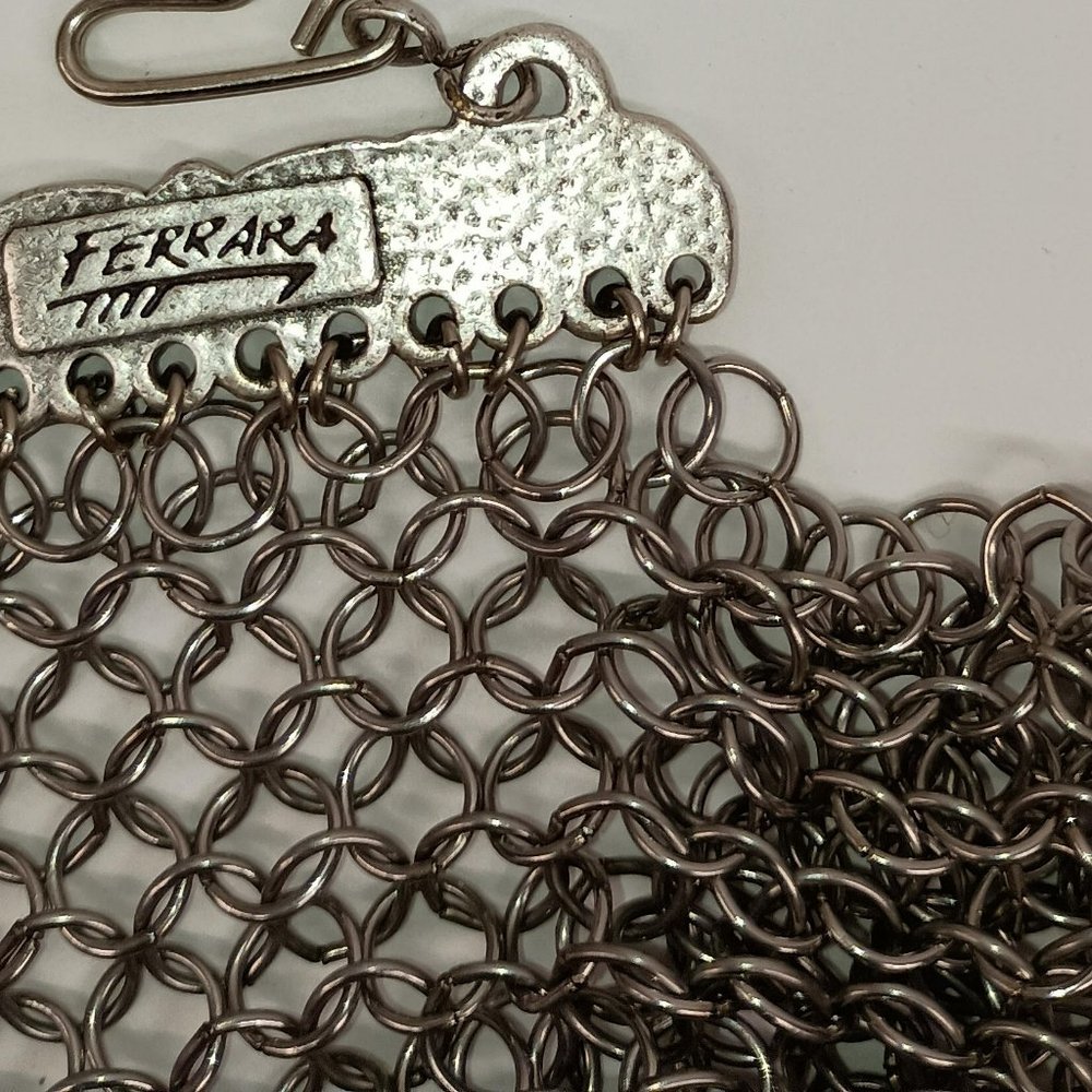 Ferrara Whiting and Davis Large Ring Mesh Necklace With Swarovski Crystal Mesh - Picture 3 of 5